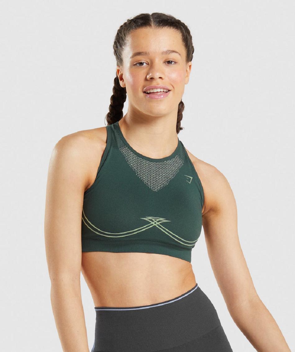 Gymshark Apex Seamless Ženske Sportski Grudnjak Obsidijanske Zelene Zelene | HR 3309FDN